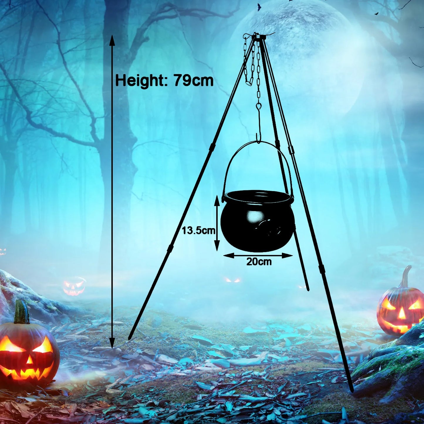 Light Up Witches – Outdoor Large Witches Cauldron on Tripod with Light Yard
