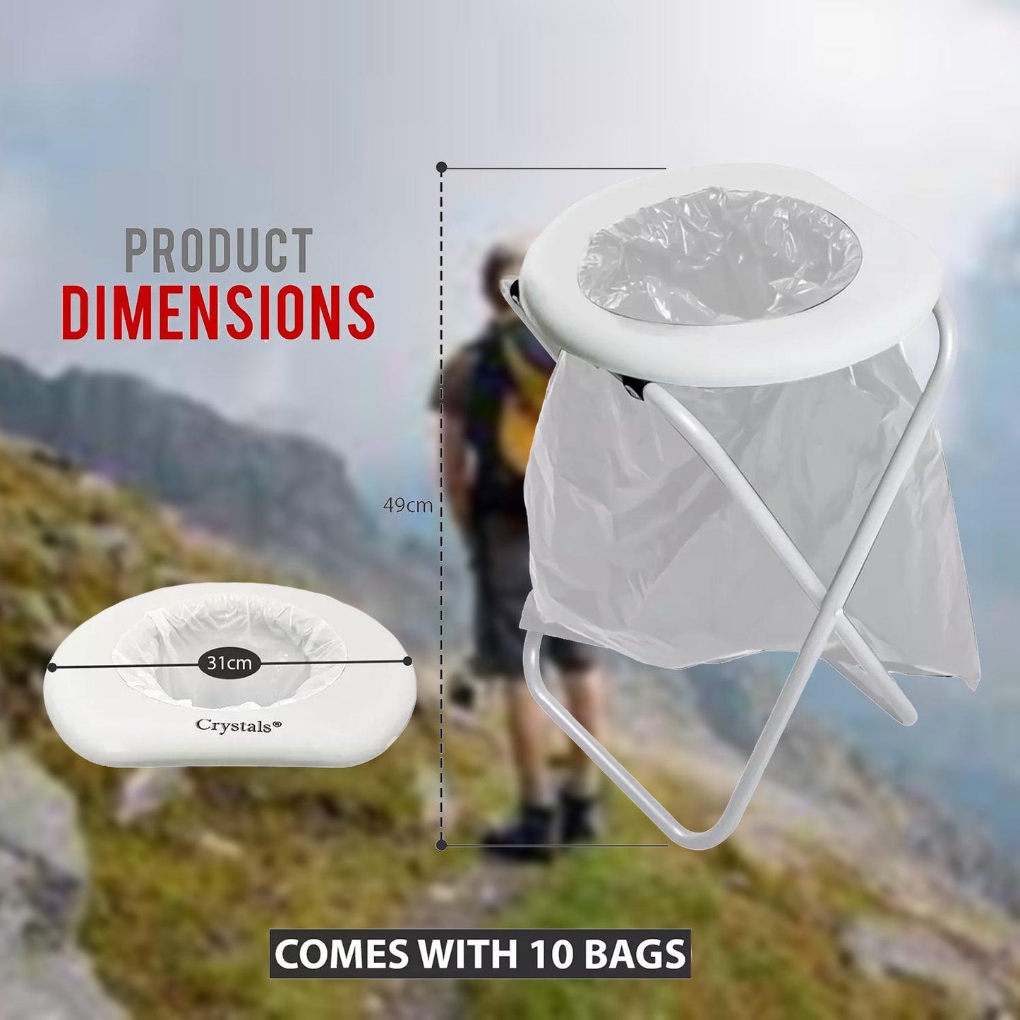 Folding Commode Chair - Portable Toilet Chair Camping Travel Park Fishing Outdoors Seat