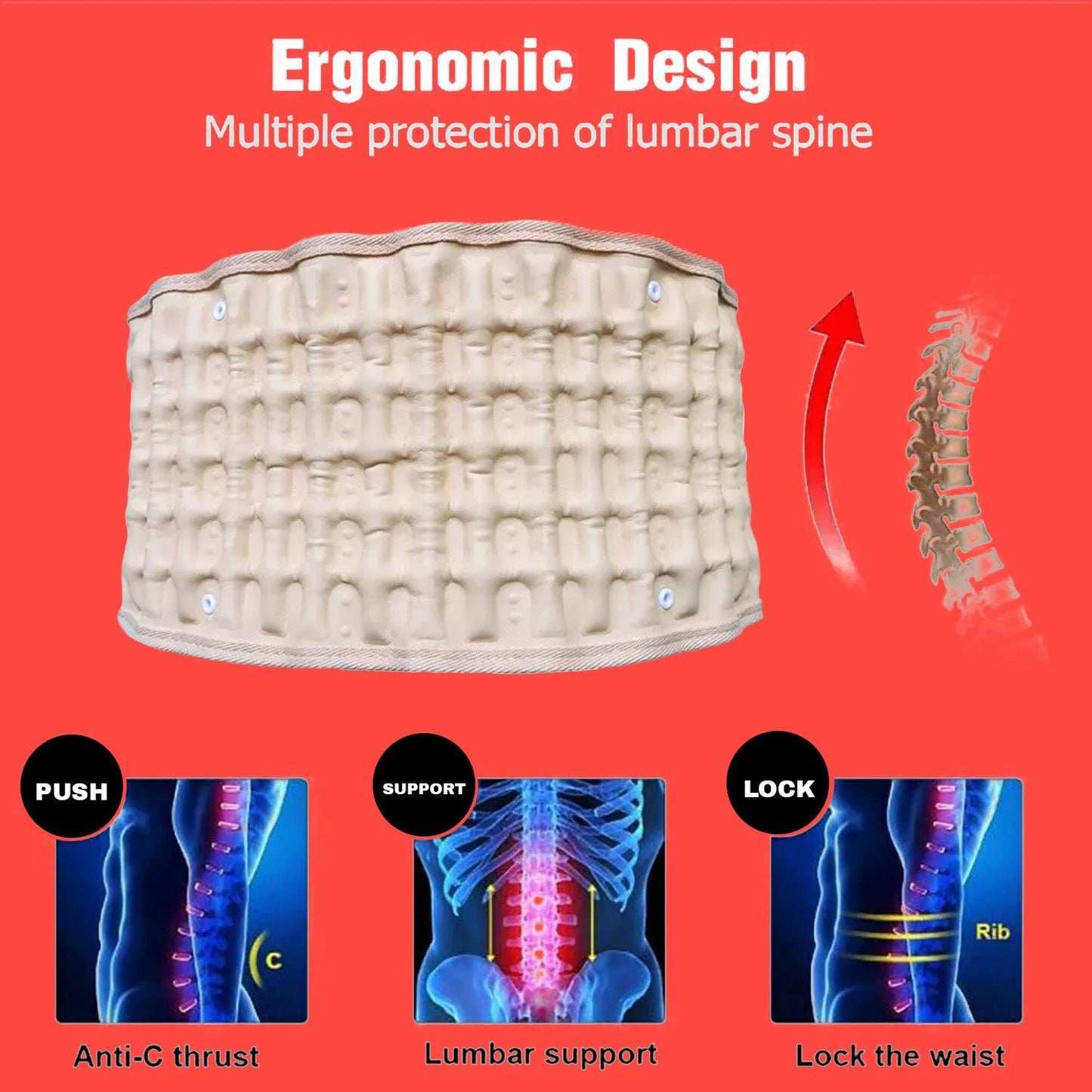 Lumbar Support Belt - Pain Relief Lower Back Spine Decompression Belt Back Brace