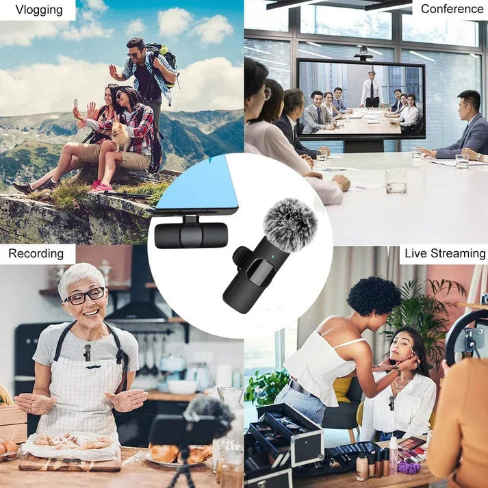 New Wireless Lavalier Microphone Portable Audio Video Recording Mini Microphone
