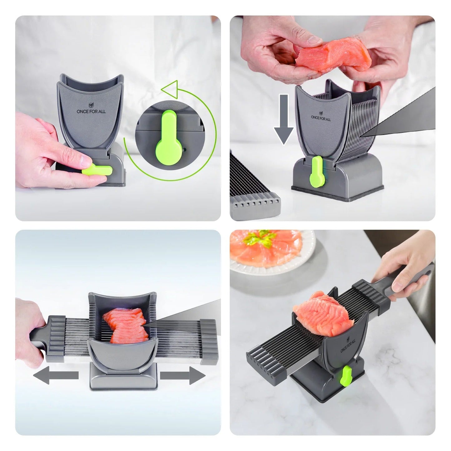 18-Blade Multifunctional Meat Slicer – Adjustable Thickness Manual Cutter for Slices, Strips, Minced & Shredded Meat