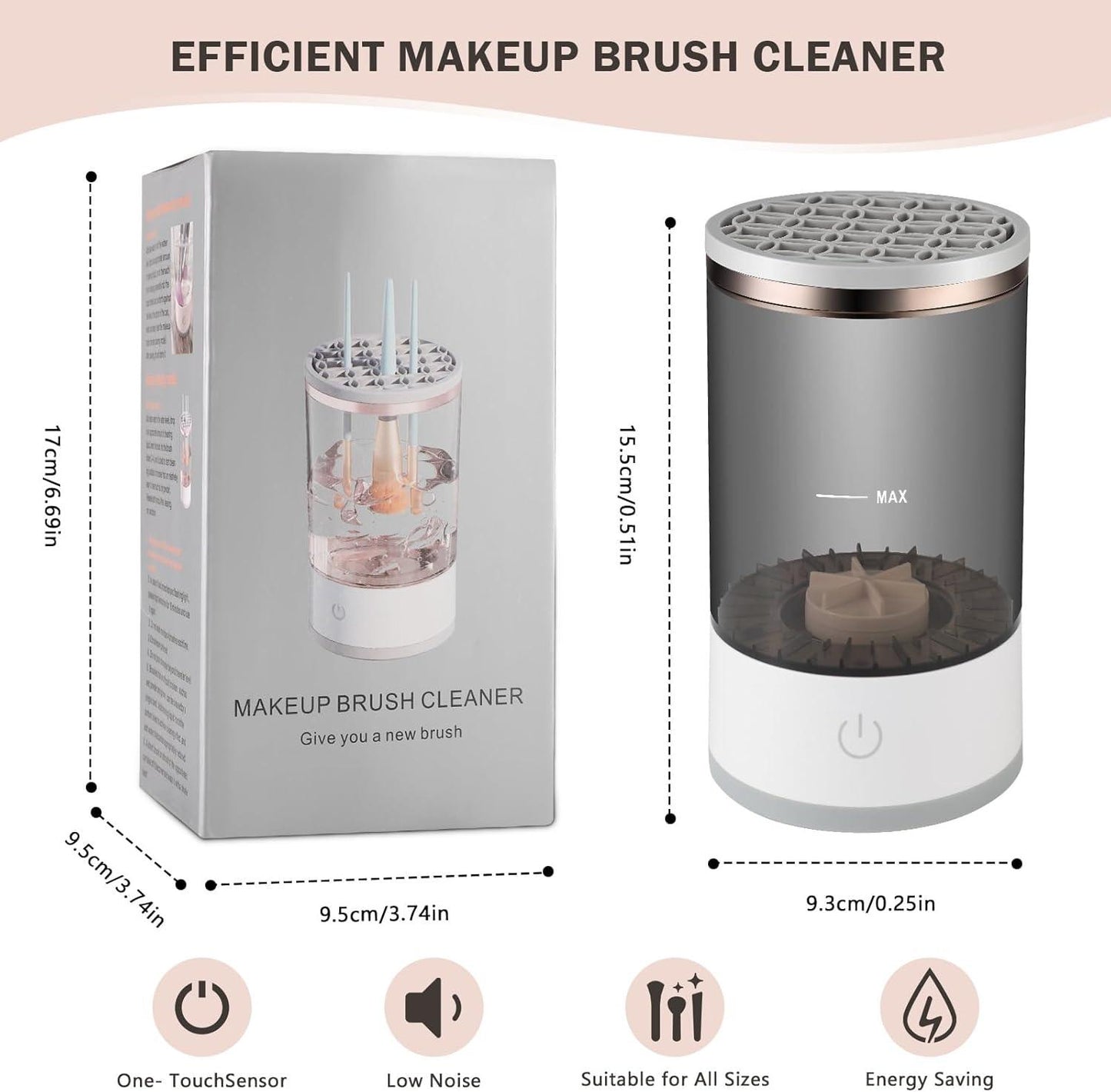 Makeup Brush Cleaner Machine - Automatic Fast Electric Brush Cleaning Holder Dryer