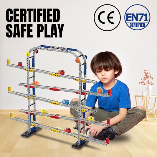 Marble Run Race Track – Kids 453 PCs Marble Run Seesaw Track Creative Building Set with Colorful Tubes