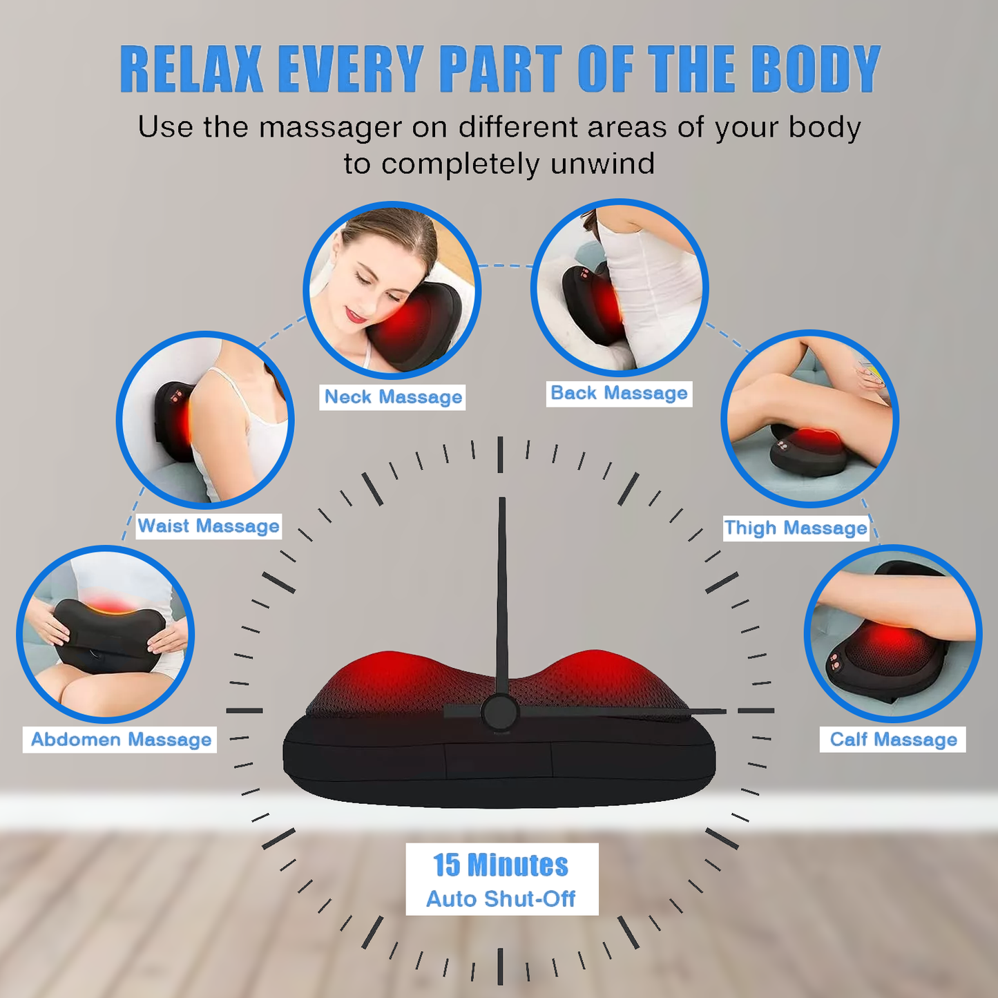 Heated Massage Pillow - Shiatsu Massage Pillow with Heat Back Neck Massager