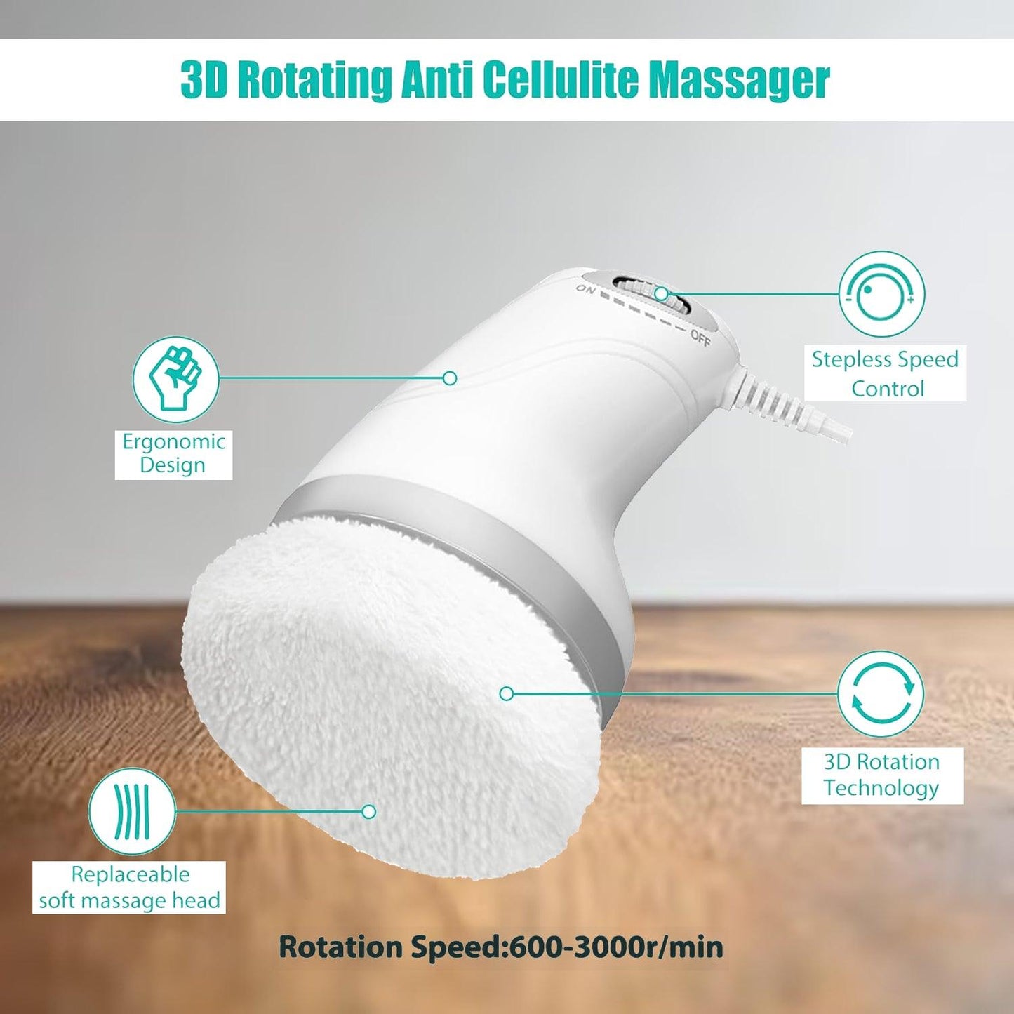 Anti Cellulite Massager - Cellulite Remover With 3 Washable Pads Handheld Anti-cellulite Massager UK