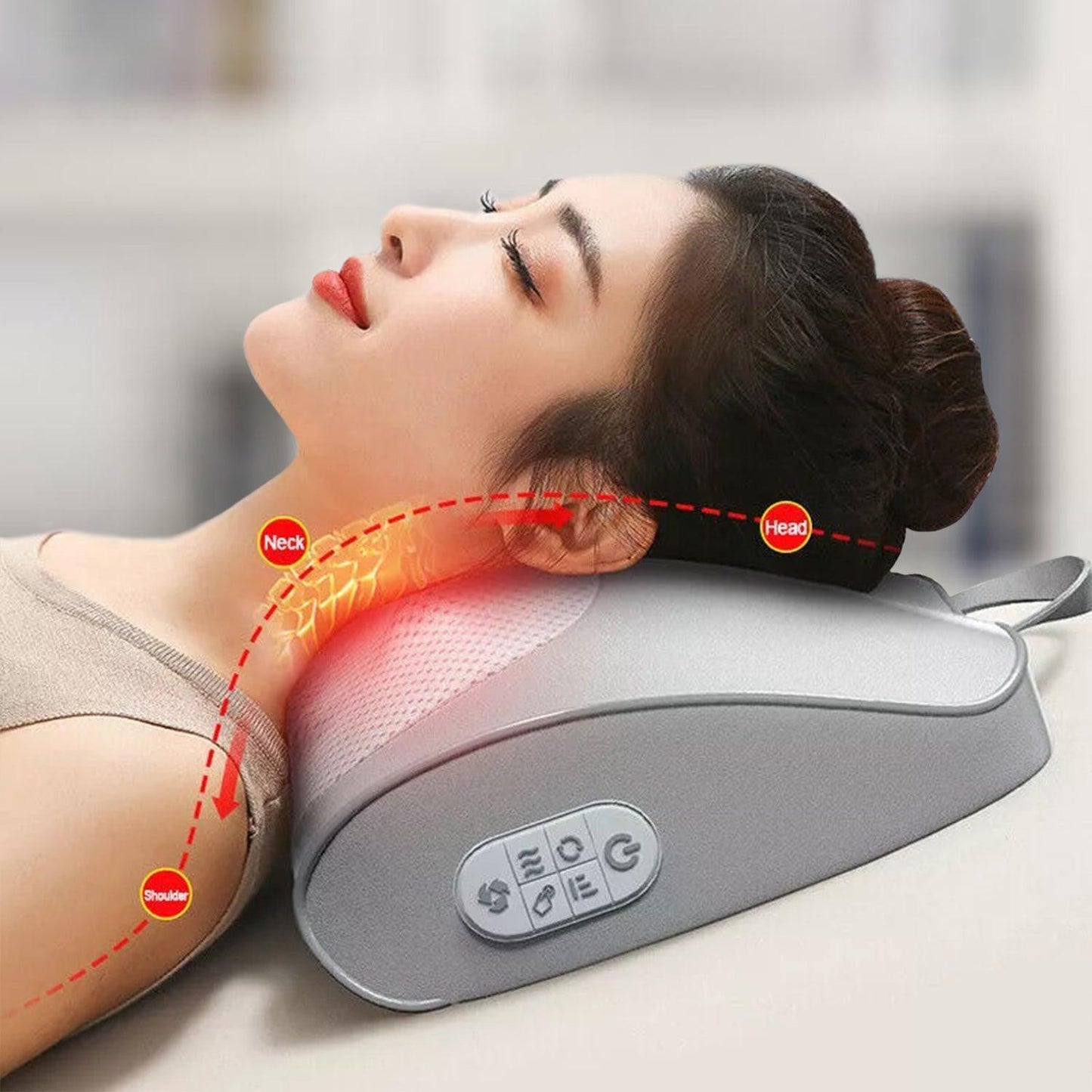 Shiatsu Pillow Massager - Massage Pillow Neck Shiatsu Deep Kneading Shoulder Back Foot Heat 3d Massager