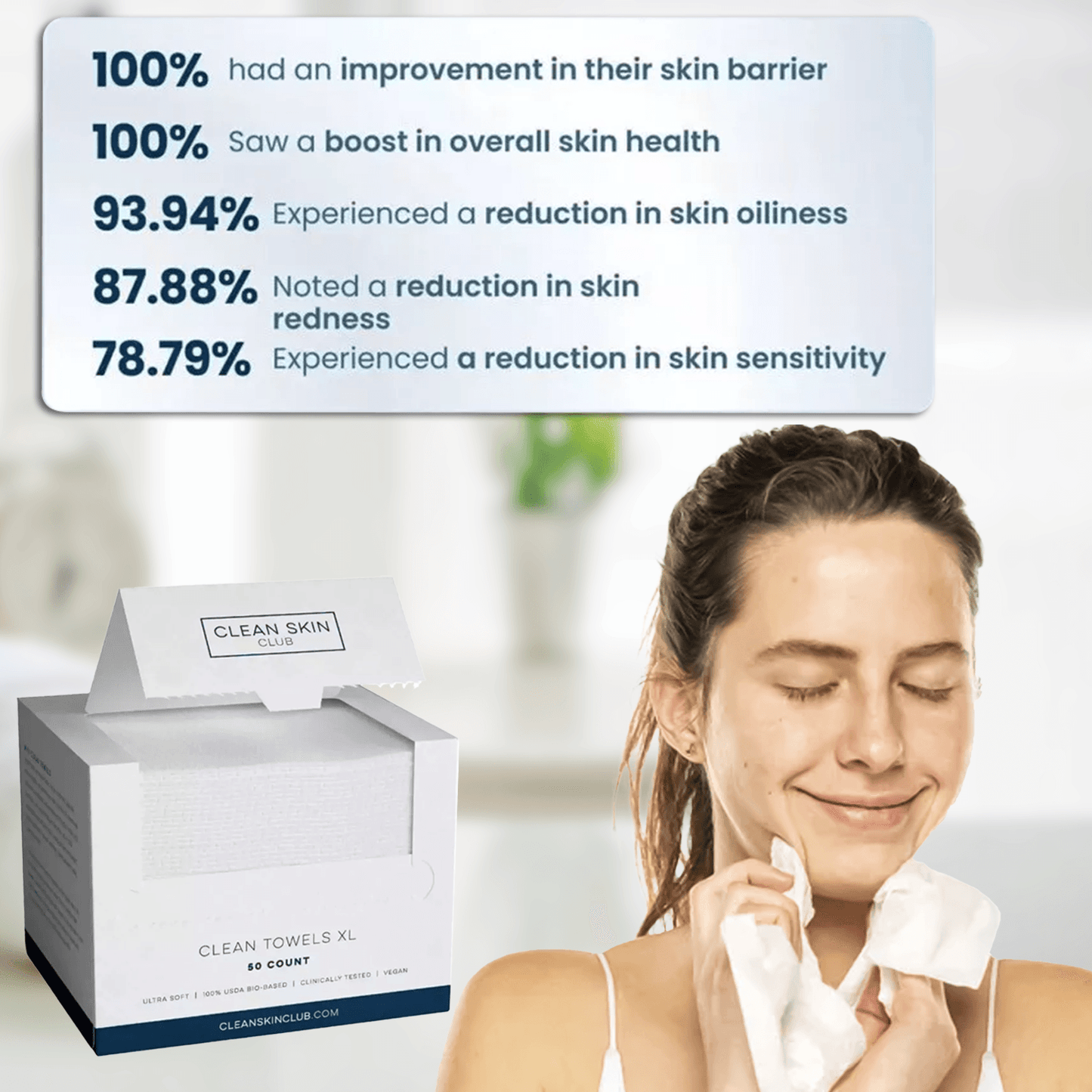 Disposable Face Towels - 100% USDA Biobased Face Towel 100pcs Makeup Towel