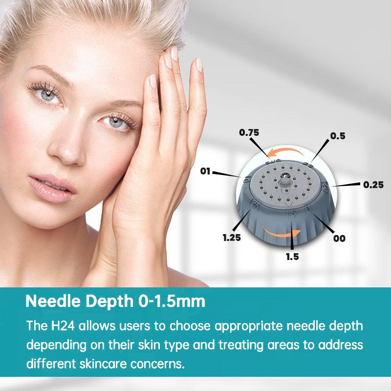 Adjustable Derma Stamp - 0-1.5mm 24 Titanium Microneedles For Home Microneedling