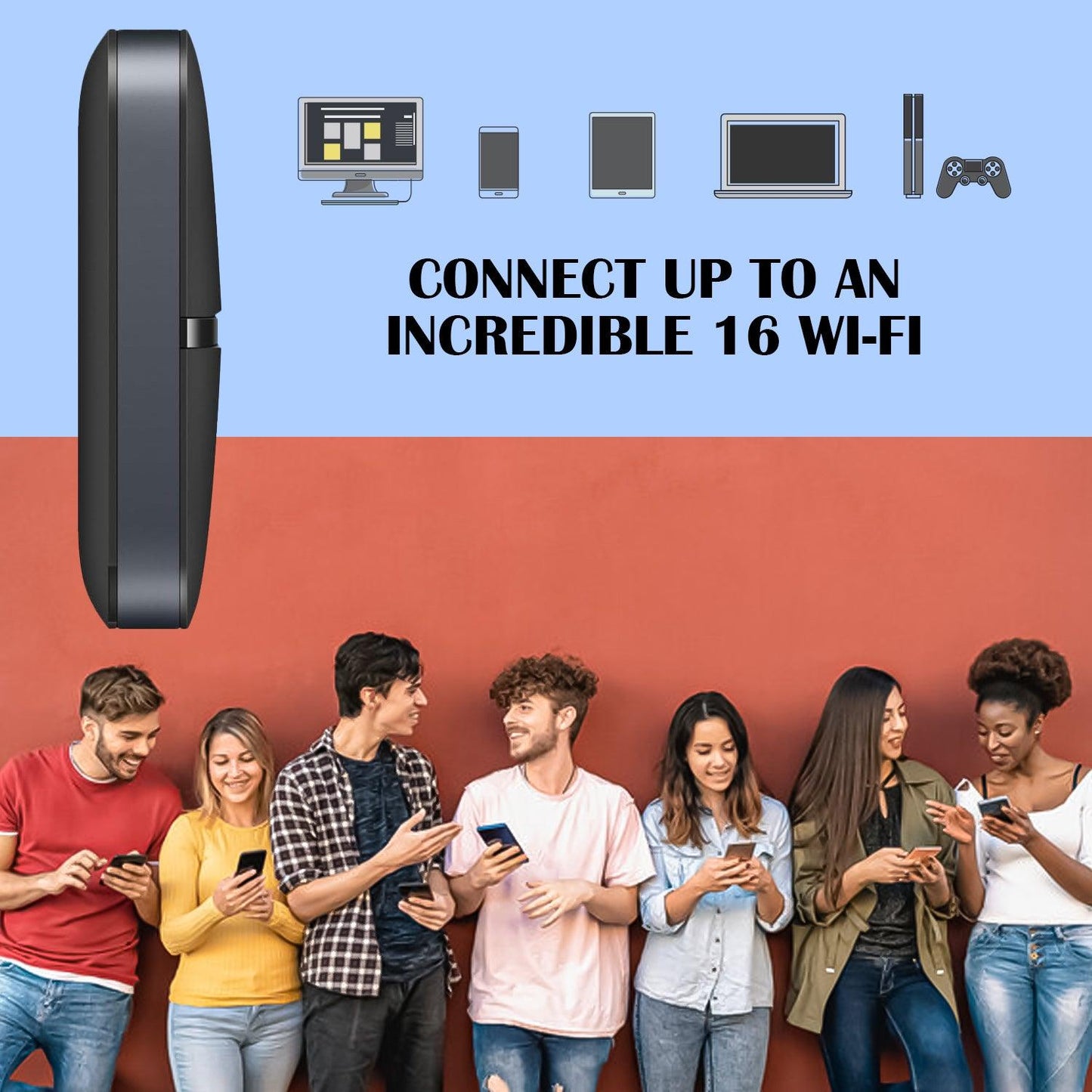 Portable Mobile Wifi - Super-Fast 4G 300 Mbps Travel Wi-Fi Hotspot CAT 6