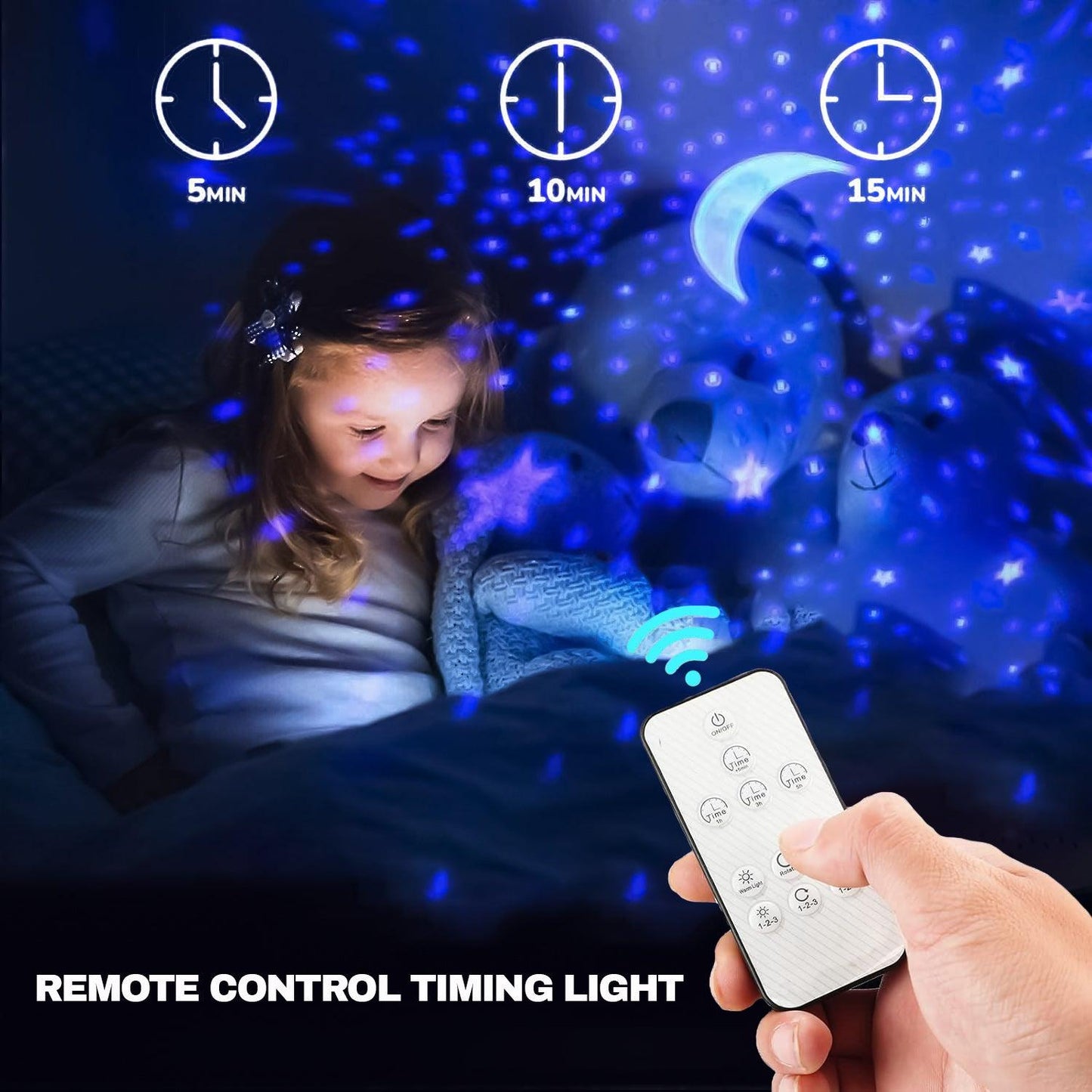 Stars Light Projector - Timer Rotation Star Projector Night Light for Kids Xmas Stocking Fillers