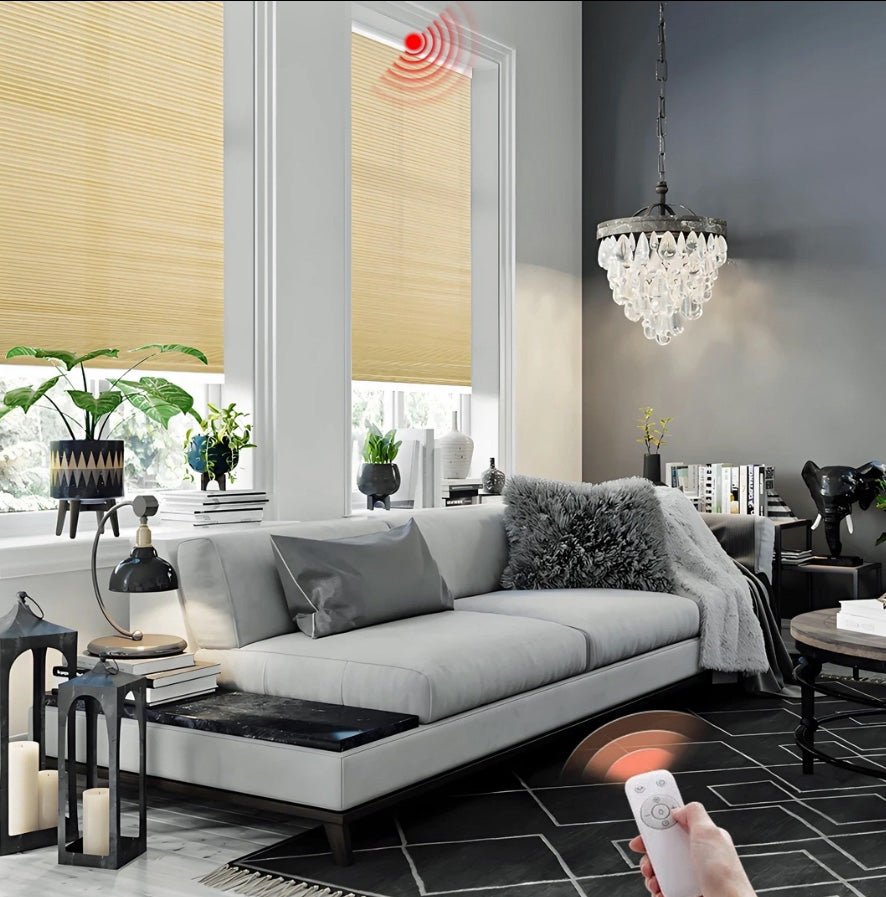 No-Drill Electric Day & Night Blind – Remote Control, Light Filtering, Modern Design