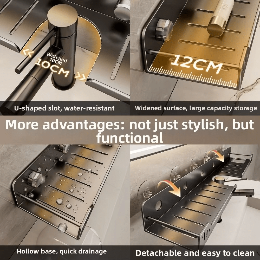 No-Drill Over-the-Faucet Storage Shelf with Suction Cups
