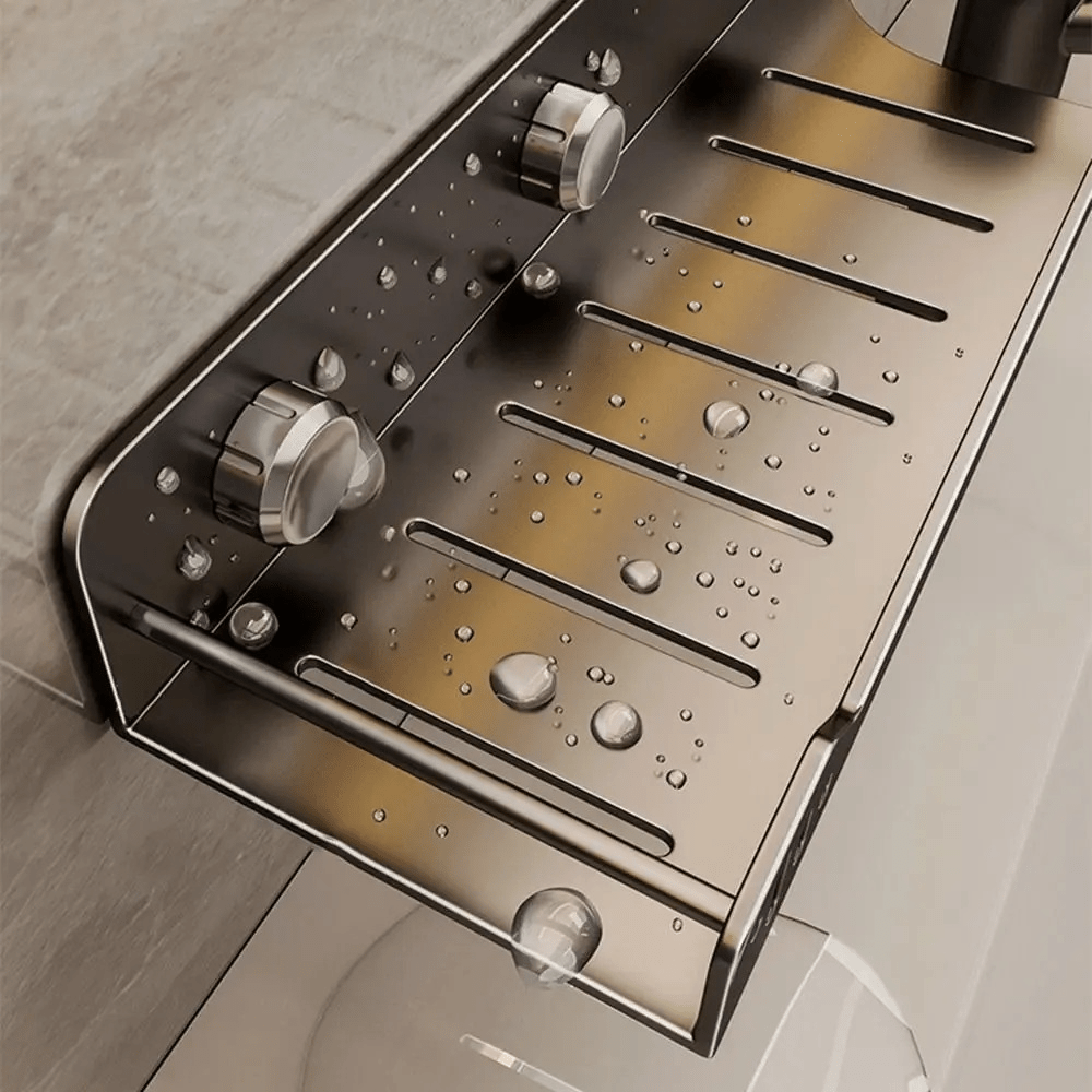 No-Drill Over-the-Faucet Storage Shelf with Suction Cups
