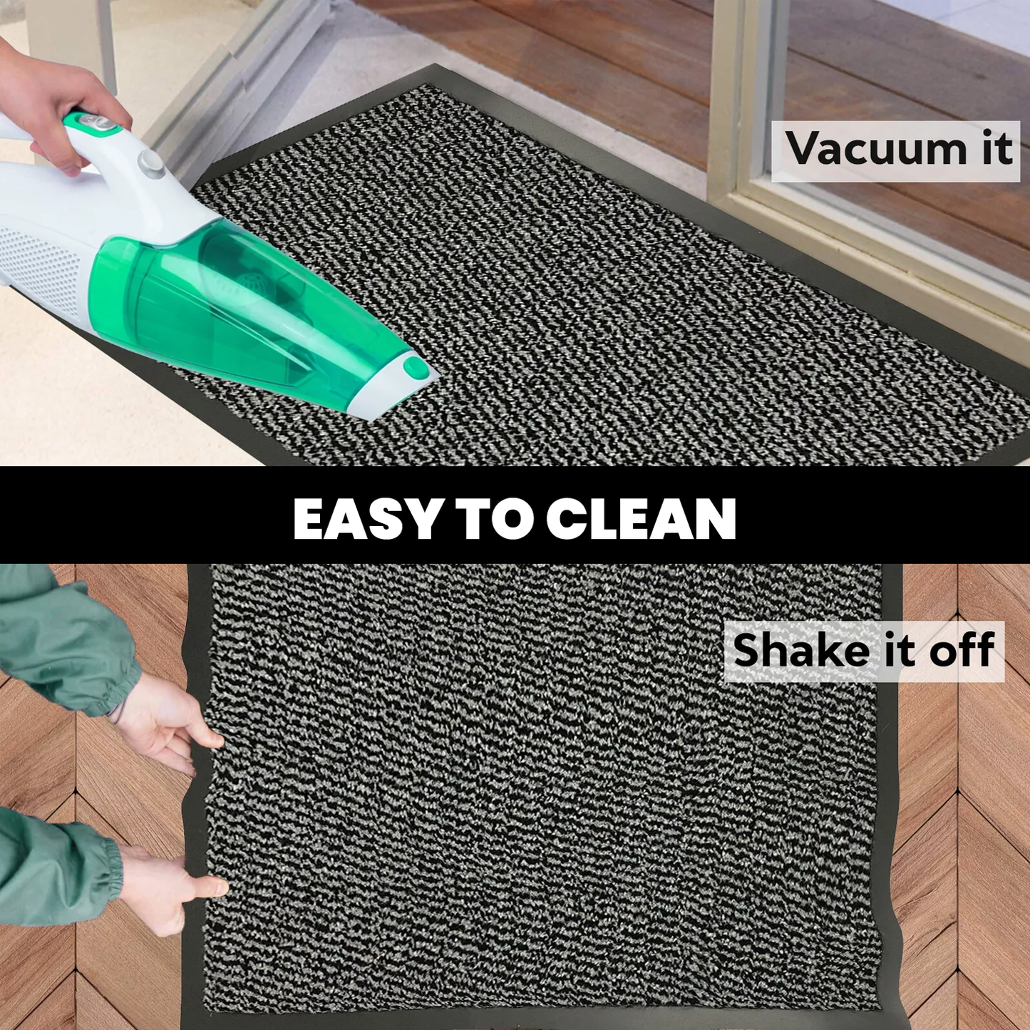 Washable Indoor Door Mat - Non Slip Large Rubber Back Barrier Mat Entrance Rug Dirt Trapper