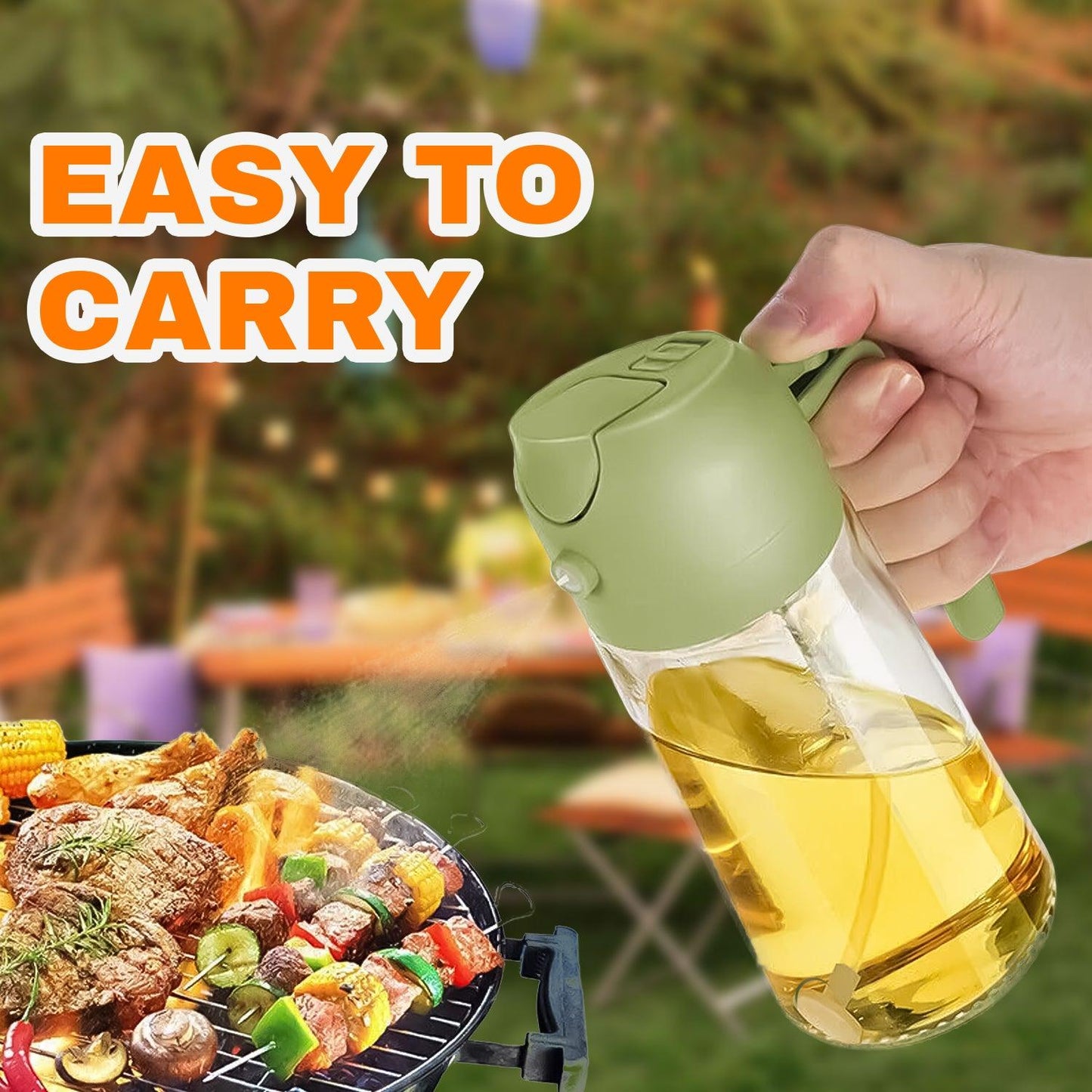 Cooking Oil Spray Bottle - 2-in-1 Oil Dispenser Bottle Refillable BBQ Cooking Olive Oil Sprayer UK