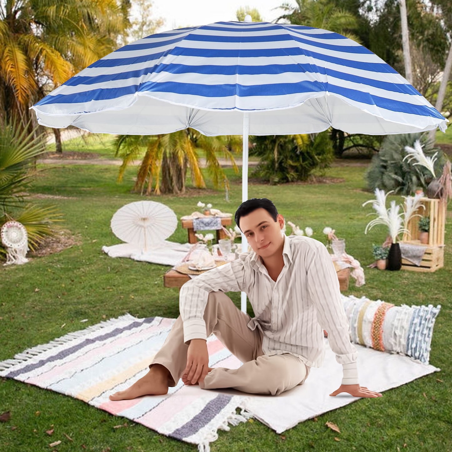 Outdoor Sun Umbrella – UV Protection Patio Parasol with Adjustable Tilt & Crank Handle