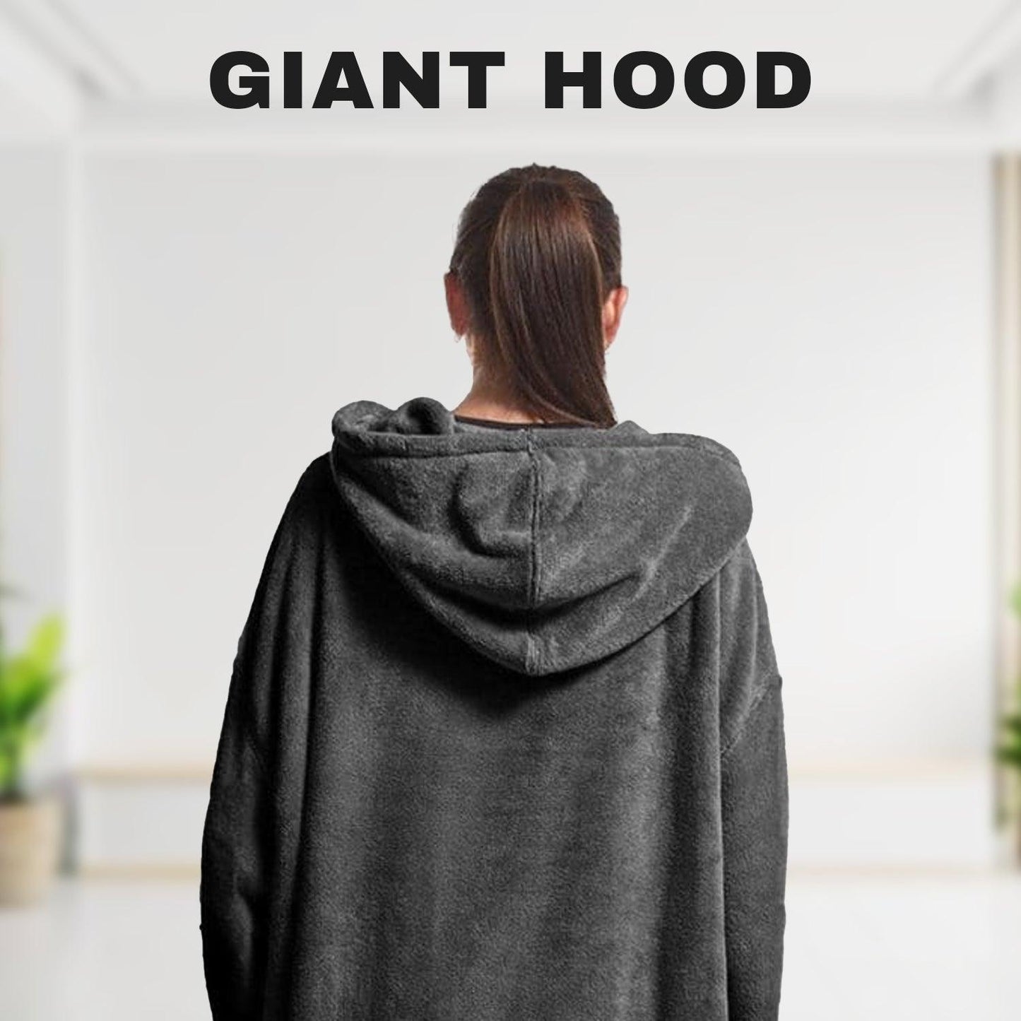 Oversized Blanket Hoodie - Super Soft Warm Cozy Snuggle Hoodie | Thick Flannel Sherpa Hoodie Blanket with Sleeves and Giant Pocket