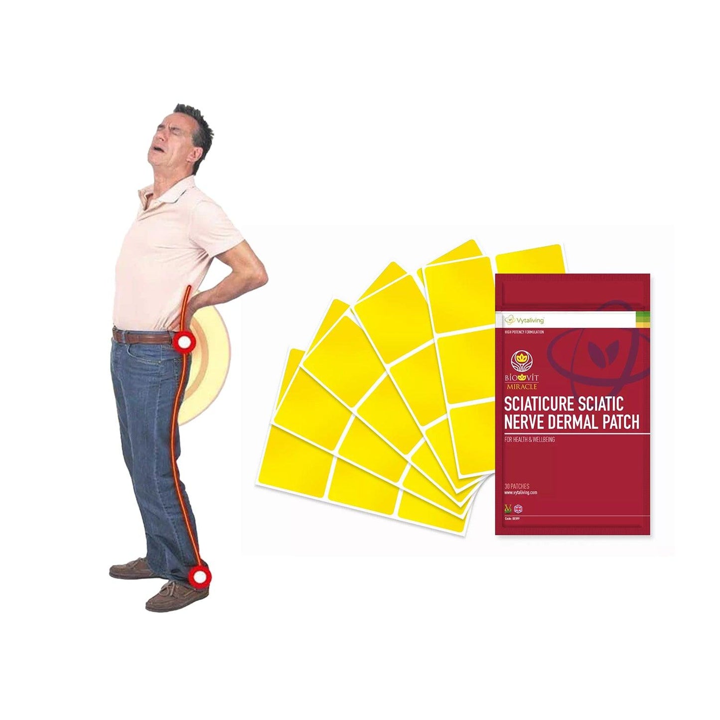 Nerve Pain Relief Patches - Sciaticure- Stop Sciatica  30X Sciatic Nerve Dermal Patches Back Pain Relief