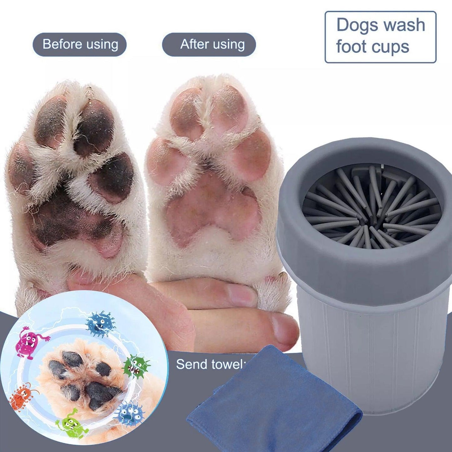 Dog Feet Cleaner - Portable Pet Foot Washer Cup Dog Cat Cleaner Paw Clean Brush Cup Quickly Wash