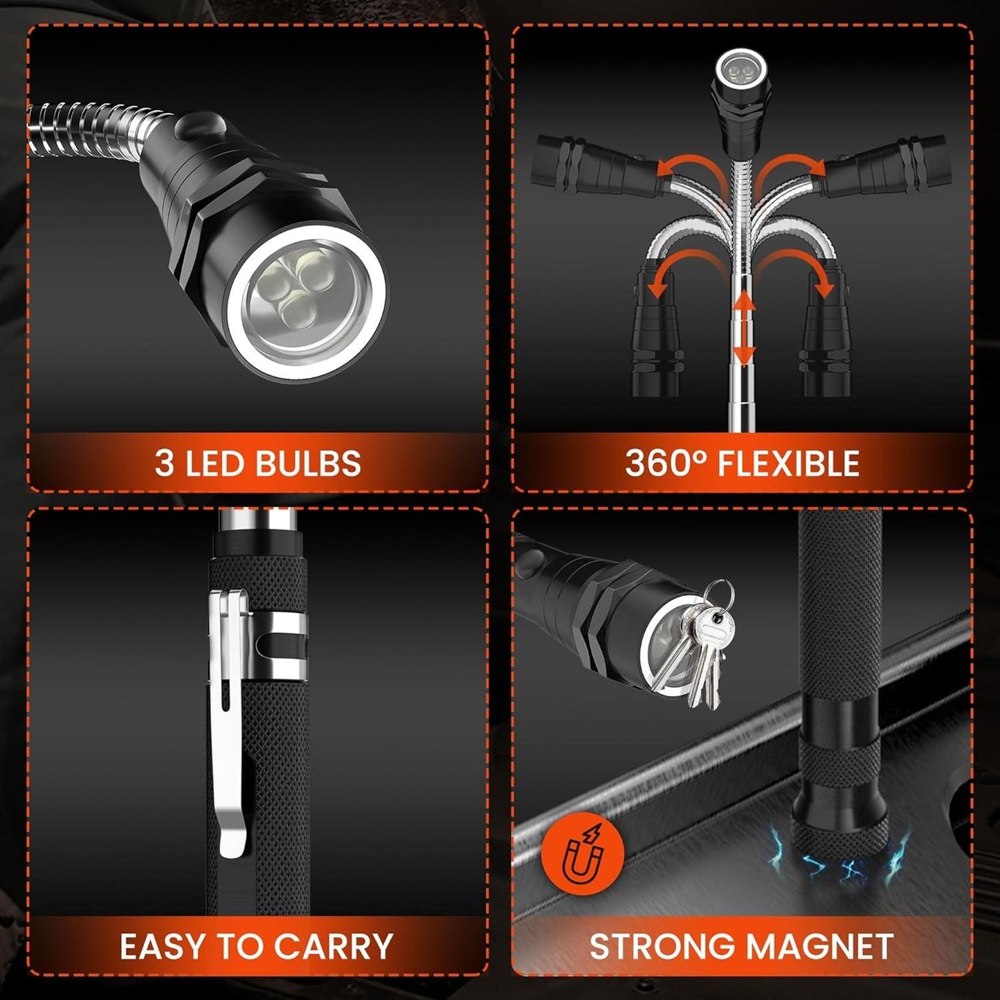 Magnetic Pickup Tool - LED Torch Telescopic Magnetic Pick up Tool Pick-up Stick with Magnet