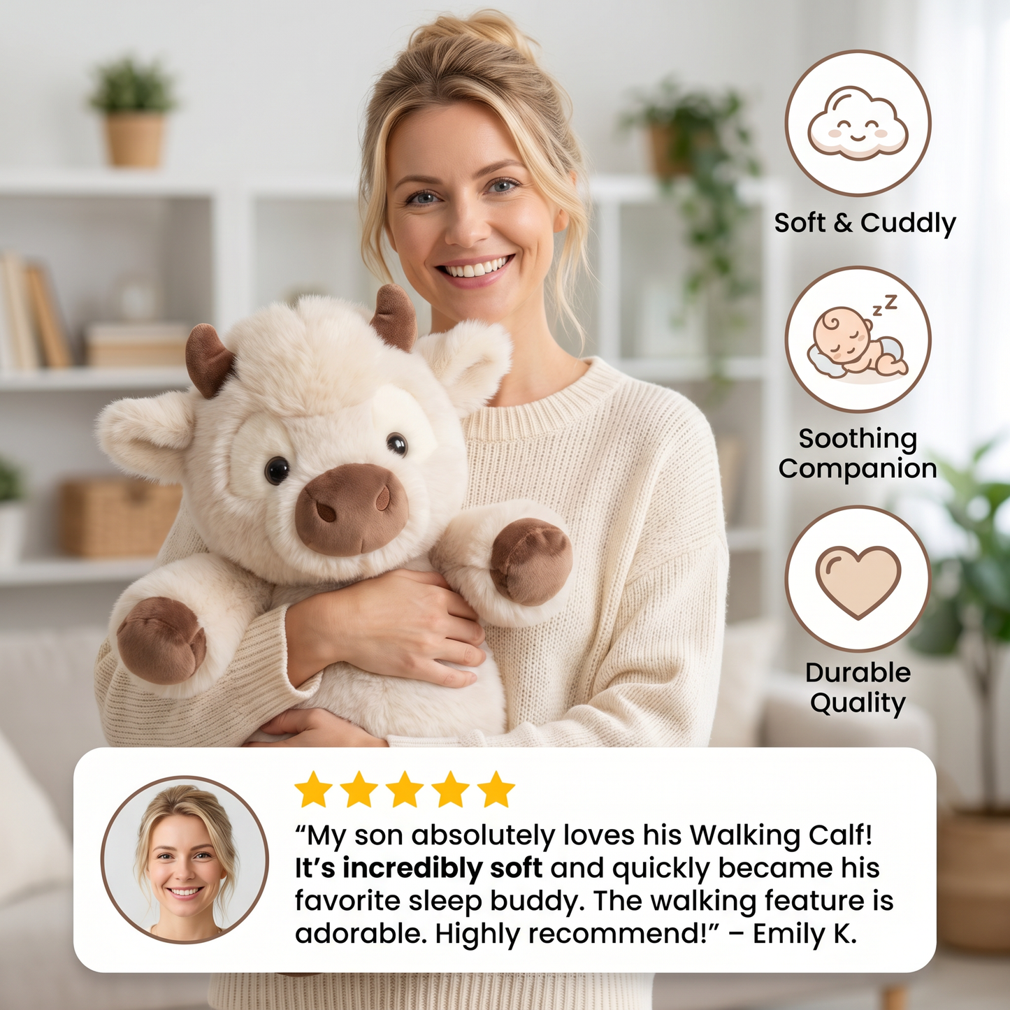 Running Calf Plush Toy – Soft Cartoon Stuffed Animal & Soothing Companion for Kids