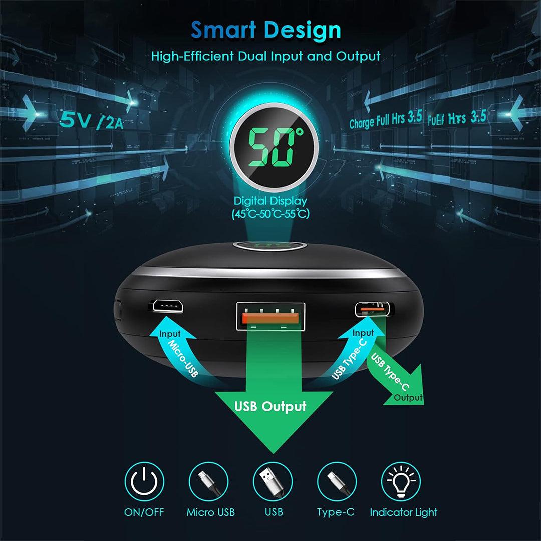 Rechargeable Hand Warmers - 10000mAh Power Bank Pocket Hand Warmer with 3 Heating Levels