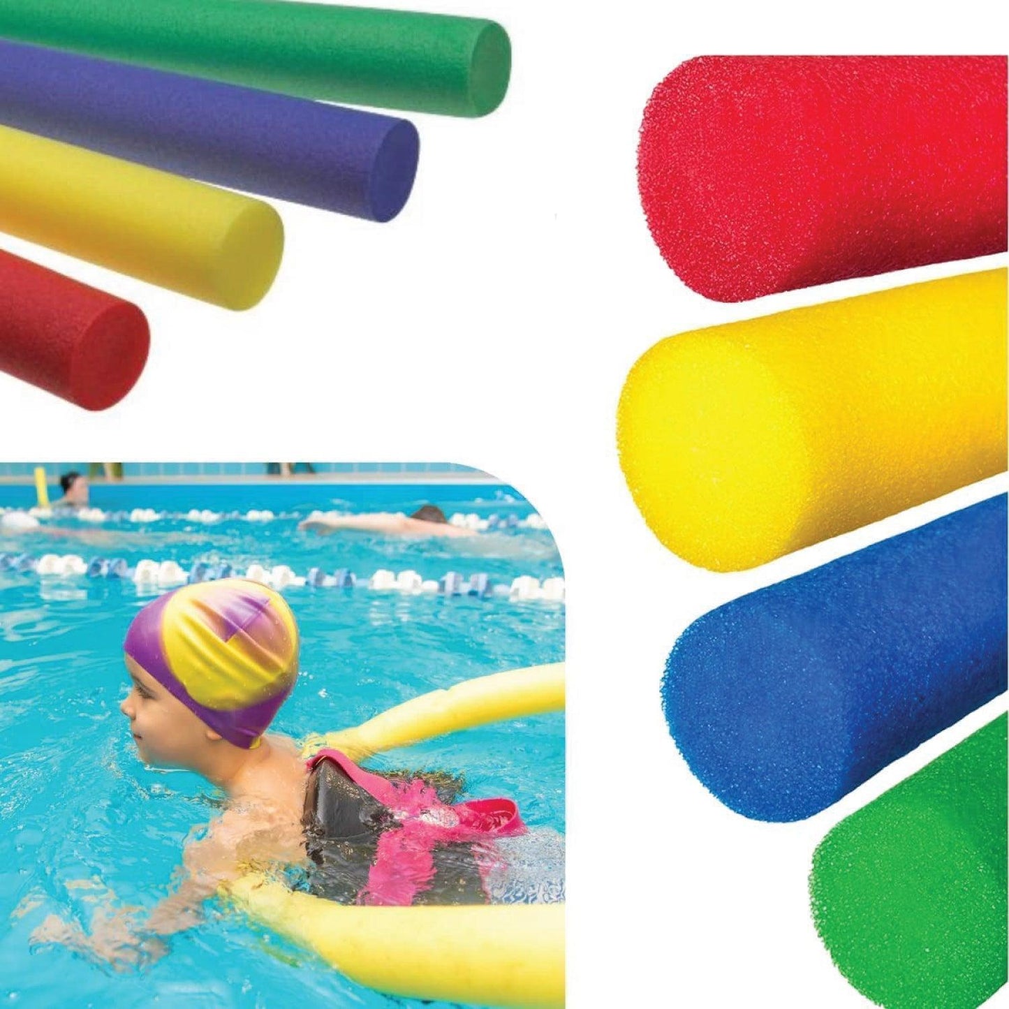 Foam Swimming Pool Noodle - 3x Swimming Pool Noodle Stick Water Float Aid Strip Blue or Red