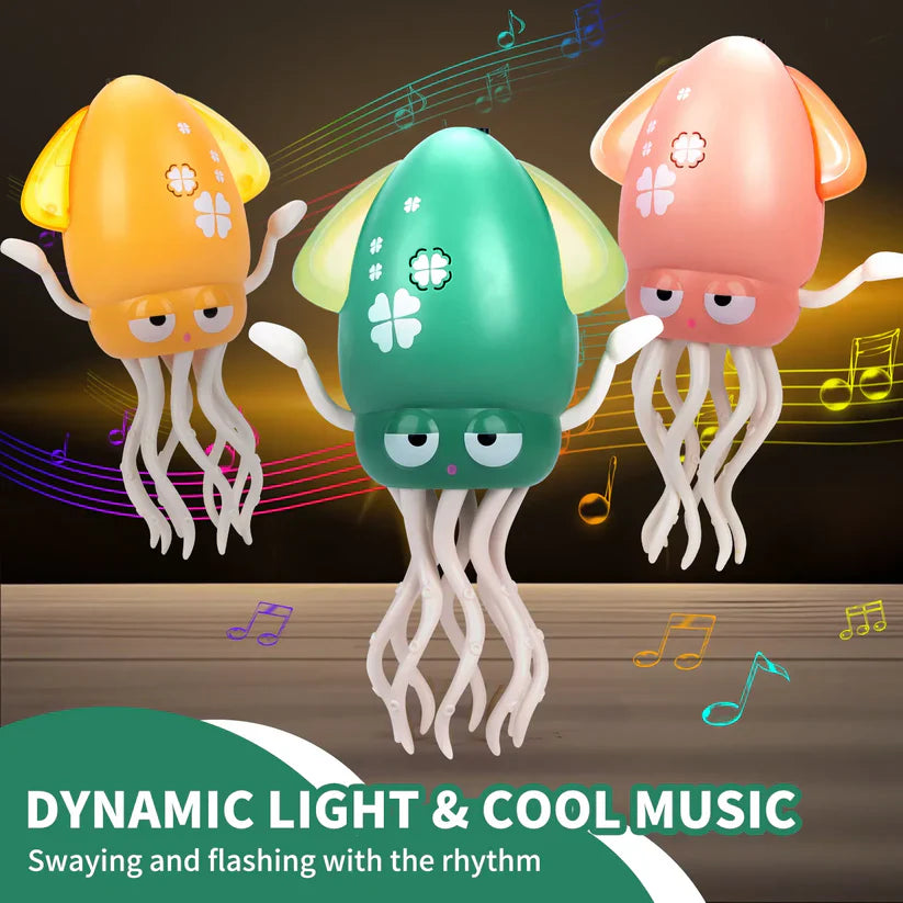 Dancing squid tummy time toy