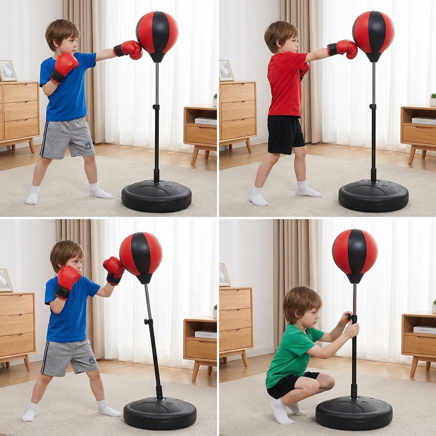 Kids Boxing Set with Standing Punching Bag & Gloves – Adjustable Height Training Set for Ages 3–8