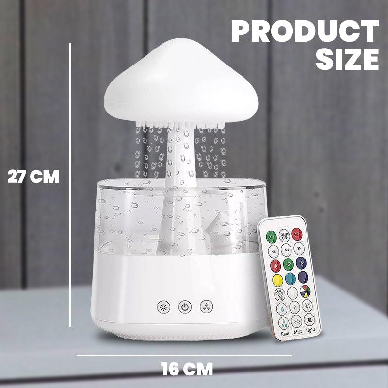 Rain Cloud Humidifier - LED Mushroom Waterfall Lamp Diffuser  Drop Sound Night Light Aromatherapy Oil Essential