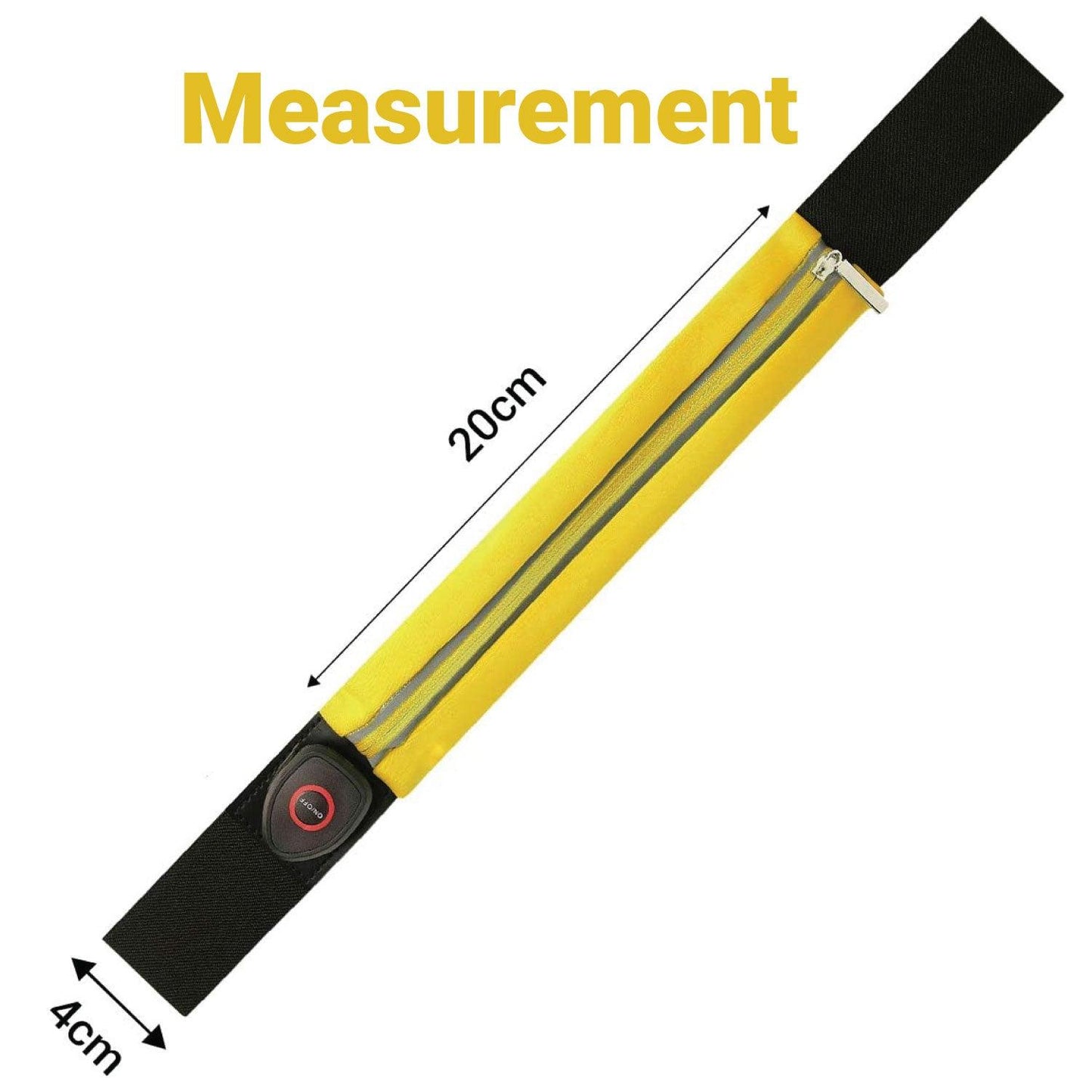 Flipbelt for Running - Ultra Yellow Coloured LED Reflective Running Belt For Women and Men USB Rechargeable Running Phone Holders Waist Bag