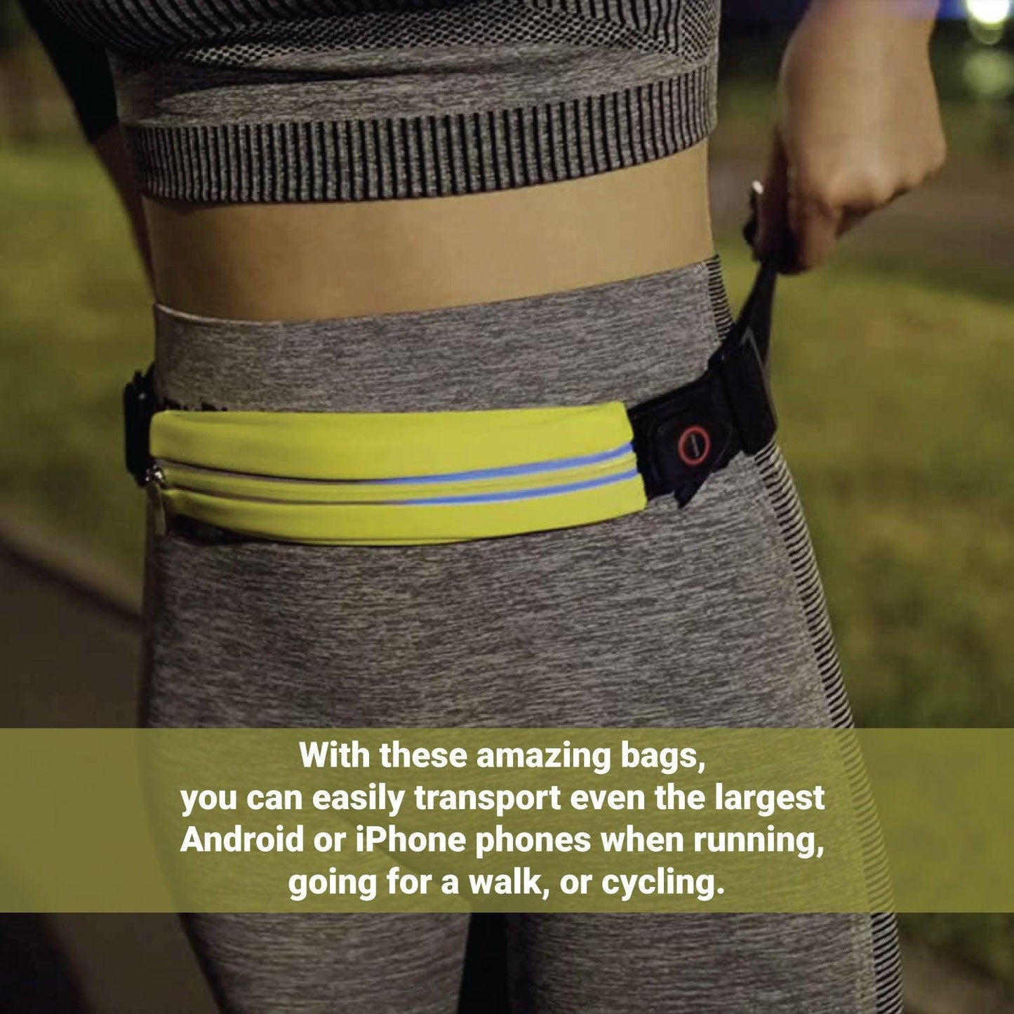 Flipbelt for Running - Ultra Yellow Coloured LED Reflective Running Belt For Women and Men USB Rechargeable Running Phone Holders Waist Bag