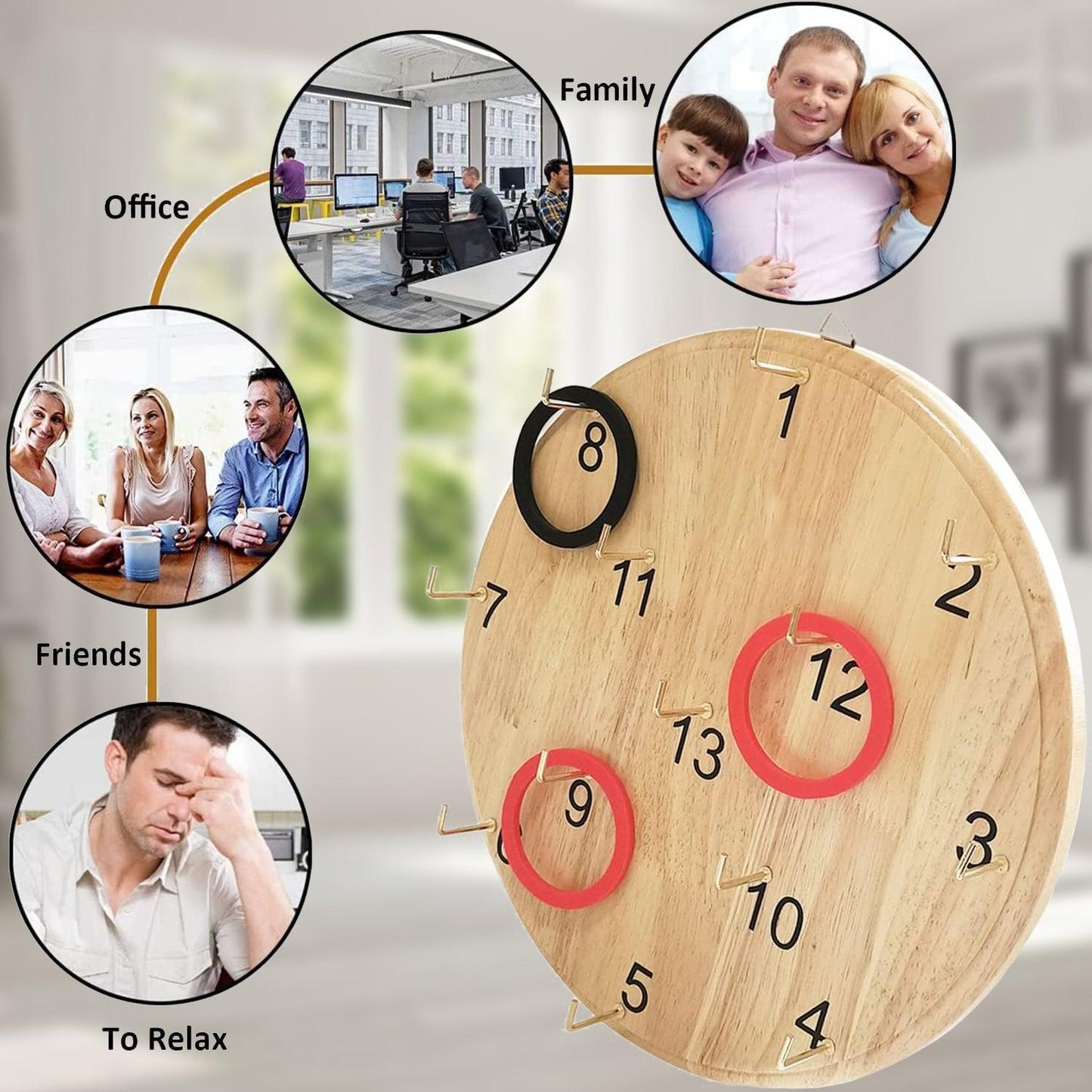 Ring Tossing Game - Outdoor Indoor Game Family Wooden Adults Kid Circle