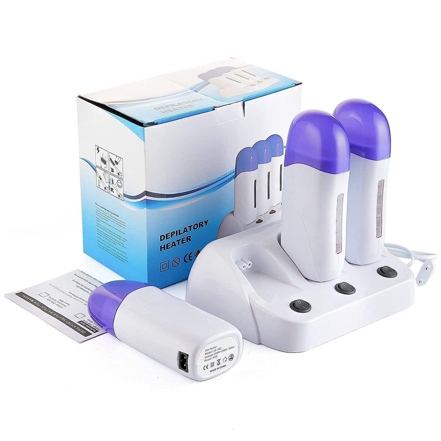 Waxing Roller Machine - Electric Wax Roller Heater Depilatory Roll On Wax Brazilian Waxing Warmer for Women Men, Safe Painless, UK Plug