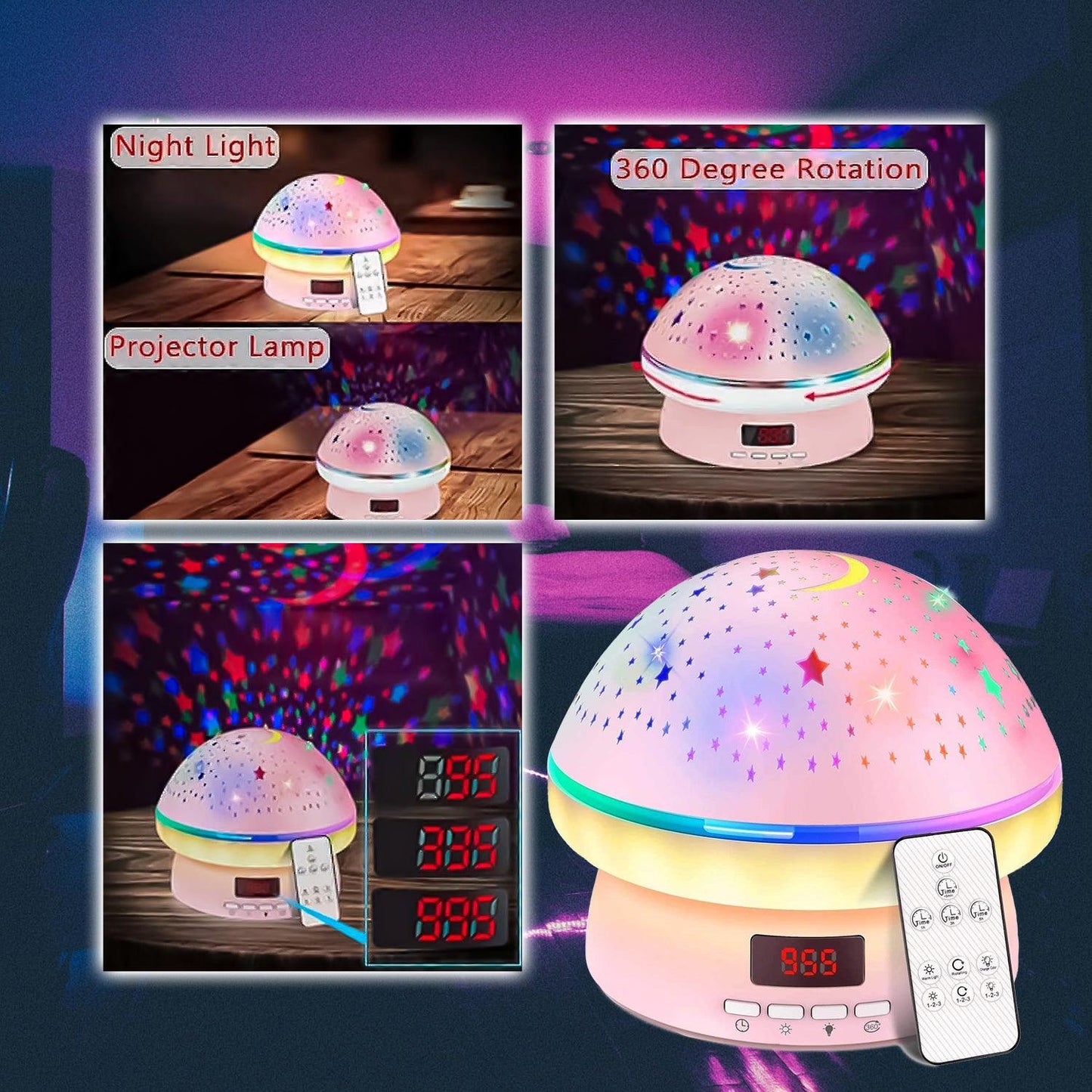 Stars Light Projector - Timer Rotation Star Projector Night Light for Kids Xmas Stocking Fillers