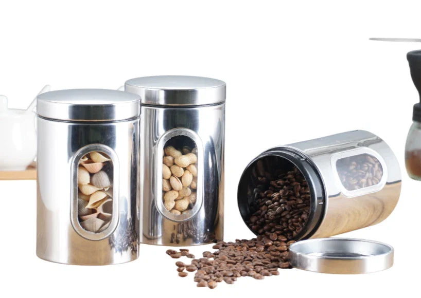 Tea Coffee Sugar Jars – Modern Storage Containers Set for Kitchen Counter Organization
