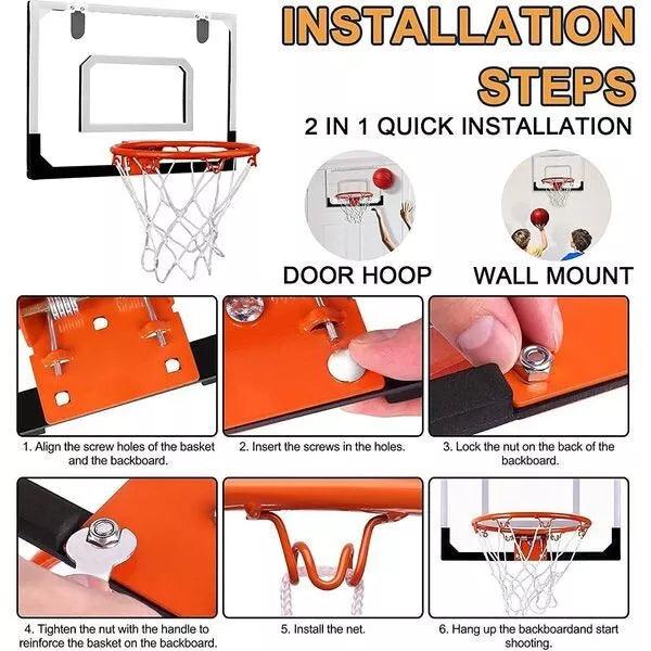 Indoor Basketball Hoop Set Home Toy - Indoor Shooting Ball Game Sport for Child Children Kids , Mini Basketball Hoop for Door with 4 Balls