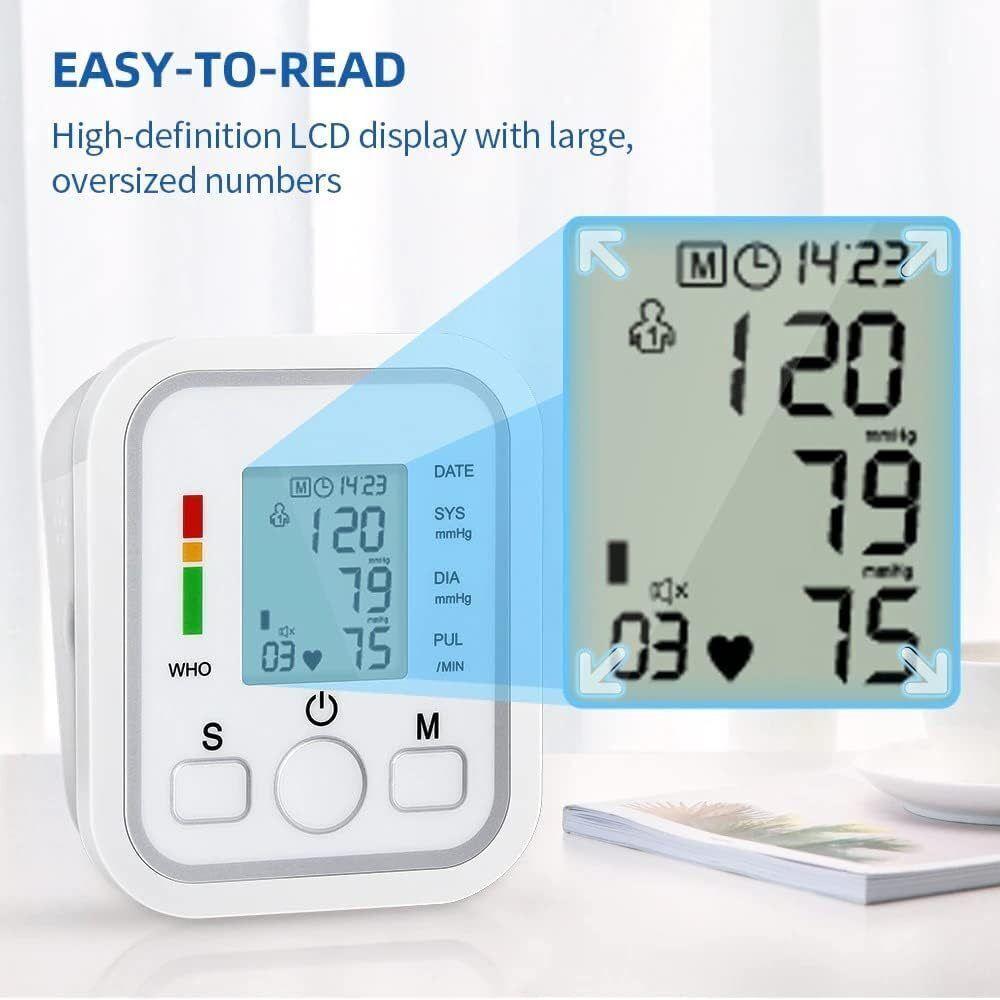 Digital Blood Pressure Monitor - LCD Automatic Blood Pressure Measure Upper Arm BP Machine Heart Rate