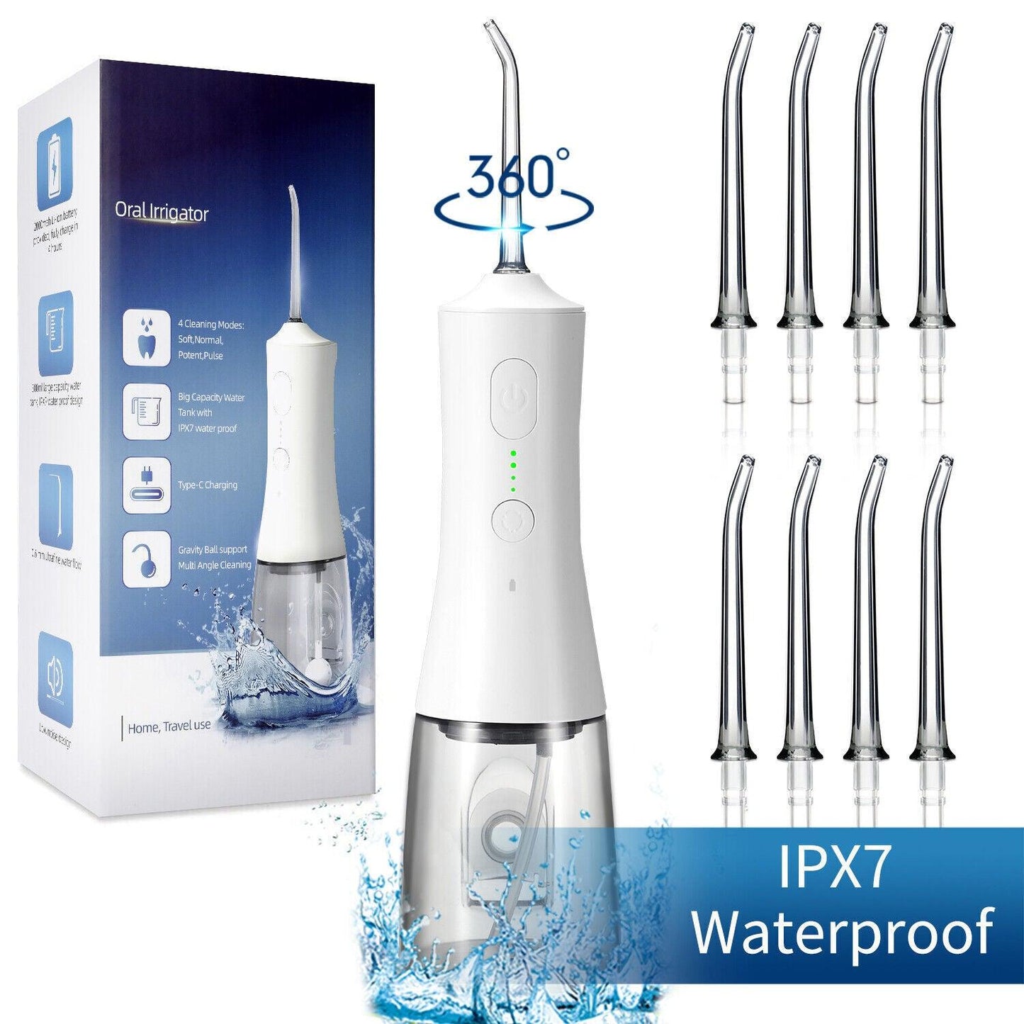 Waterpik Cordless Water Flosser - Cordless Water Flosser Dental Oral Irrigator for Teeth Cleaner 8 Jet Tips