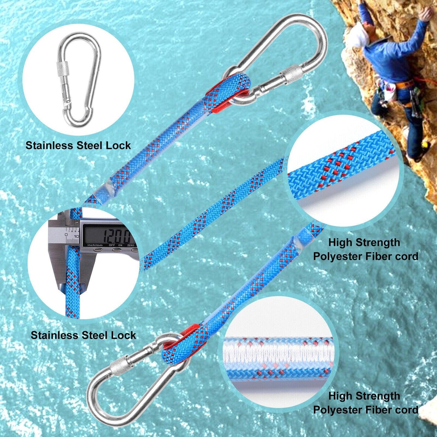 Ropes for Tree Climbing -  10m/32.81ft  Heavy Duty Rock Climbing Tree Rope Cord Outdoor Safety Use Emergency