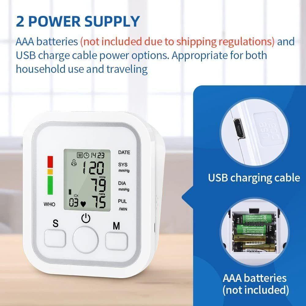 Digital Blood Pressure Monitor - LCD Automatic Blood Pressure Measure Upper Arm BP Machine Heart Rate