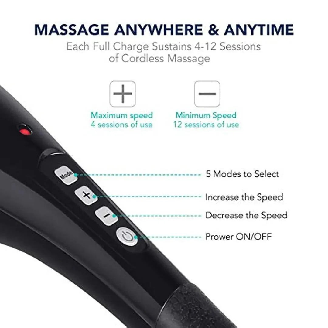 Hand Held Massager UK - Cordless Neck Back Massager Handheld Deep Tissue Percussion Massage Muscle Pain