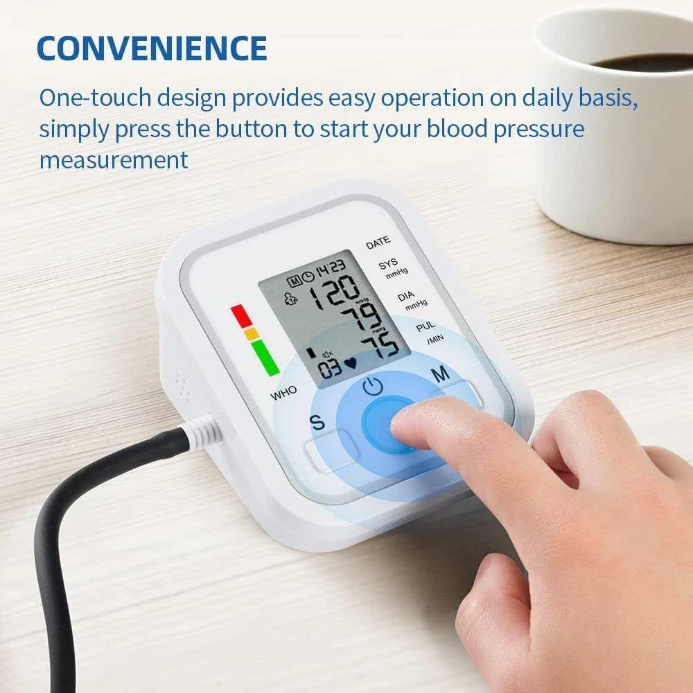 Digital Blood Pressure Monitor - LCD Automatic Blood Pressure Measure Upper Arm BP Machine Heart Rate