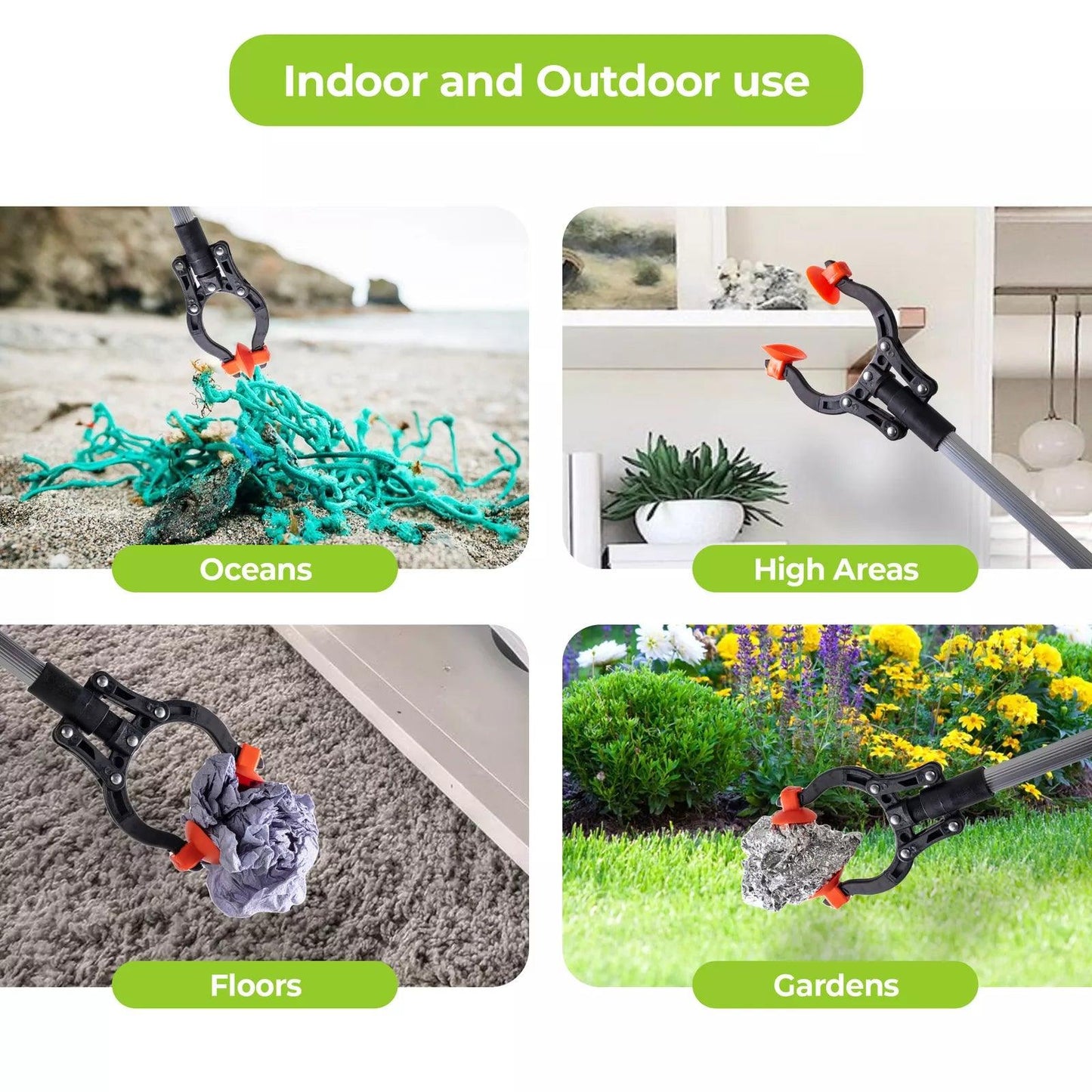 Litter Picking Stick - 82cm Aluminium Magnetic Litter Picker Indoor Outdoor Rubbish Grabber Hand Tool