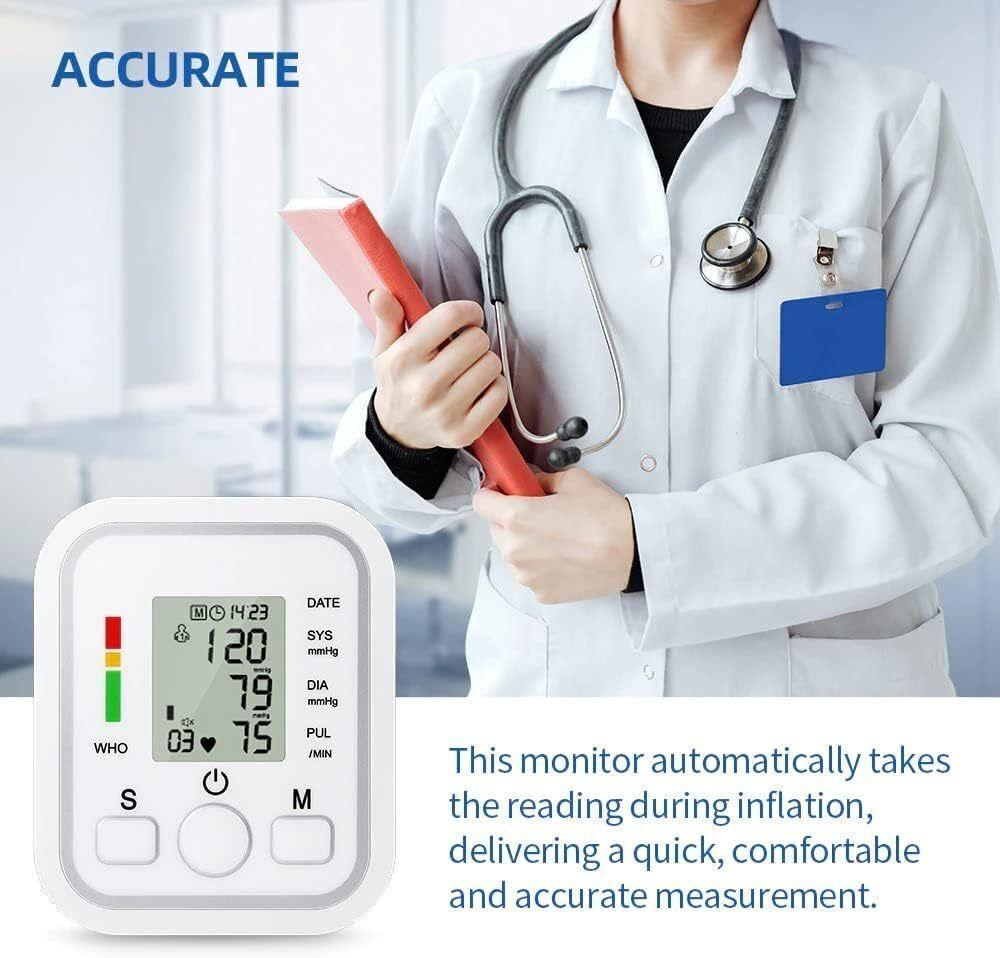 Digital Blood Pressure Monitor - LCD Automatic Blood Pressure Measure Upper Arm BP Machine Heart Rate