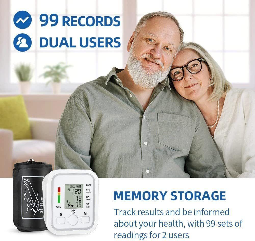Digital Blood Pressure Monitor - LCD Automatic Blood Pressure Measure Upper Arm BP Machine Heart Rate