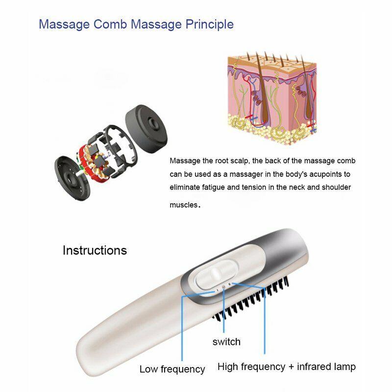 Electric Scalp Massager for Hair Growth - Electric Infrared Laser Hair Growth Head Scalp Vibrating Massager Comb Brush