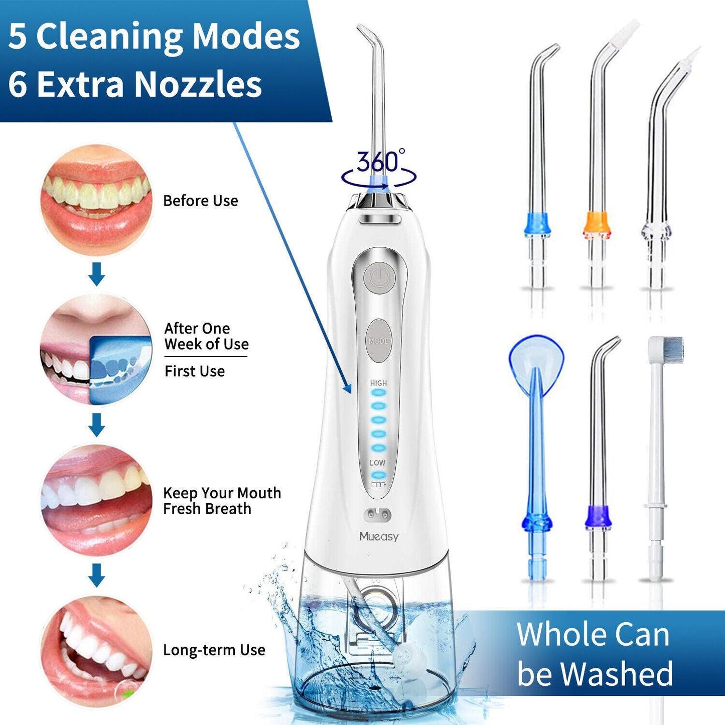 Waterpik Cordless Water Flosser - Cordless Water Flosser Dental Oral Irrigator for Teeth Cleaner 8 Jet Tips