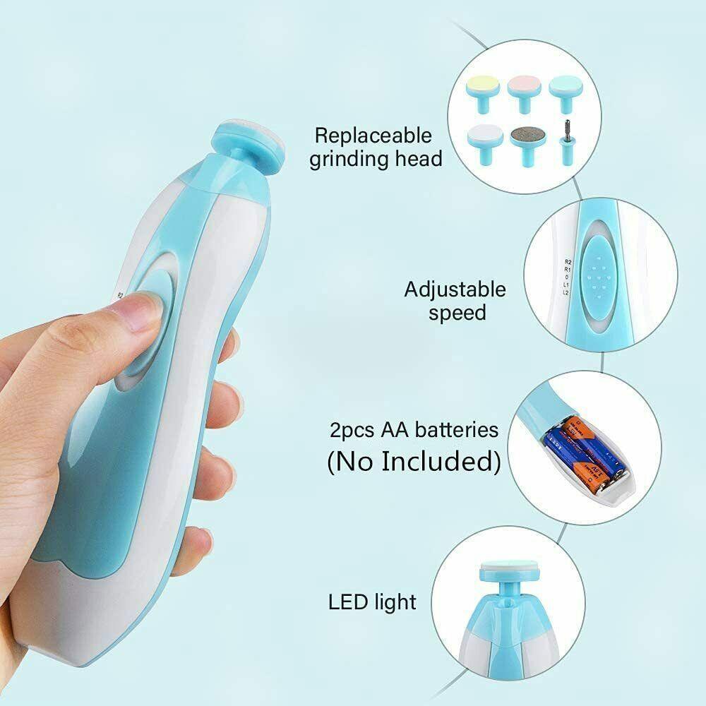 Electric Nail Trimmers - Electric Baby Nail File Kit Clippers Trimmer Toddler Toes Trim Nails Polish Care