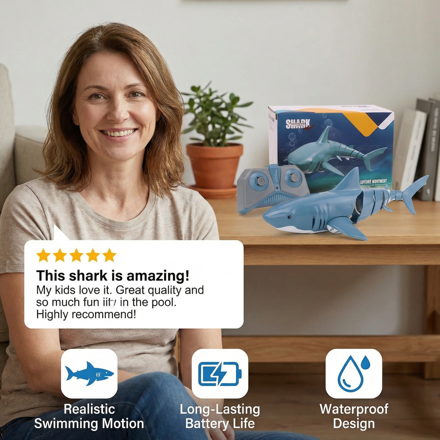 Remote-Controlled Shark Water Toy – RC Swimming Robot for Kids
